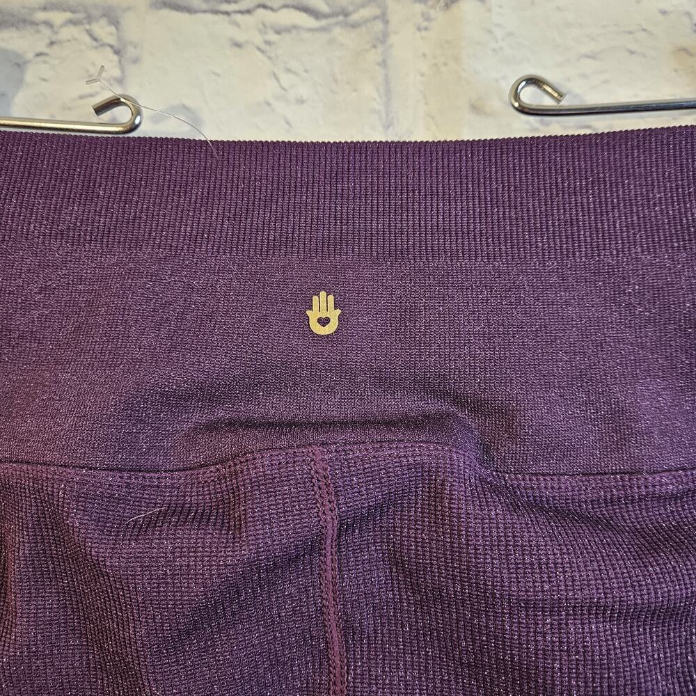 Spiritual Gangster Leggings Womens M/L High Waisted Purple Glitter Stretch - Picture 4 of 5